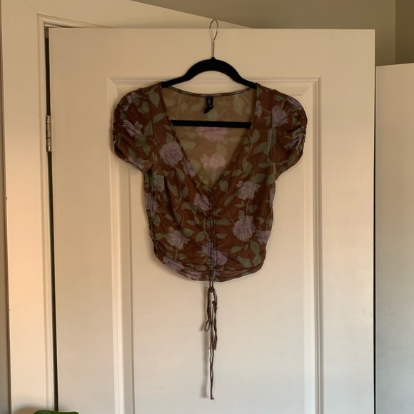 Sheer brown garden crop top - Picture 2 of 2